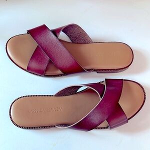 Cynthia Rowley Libra Cognac Criss Cross Slide Sandals 7.5